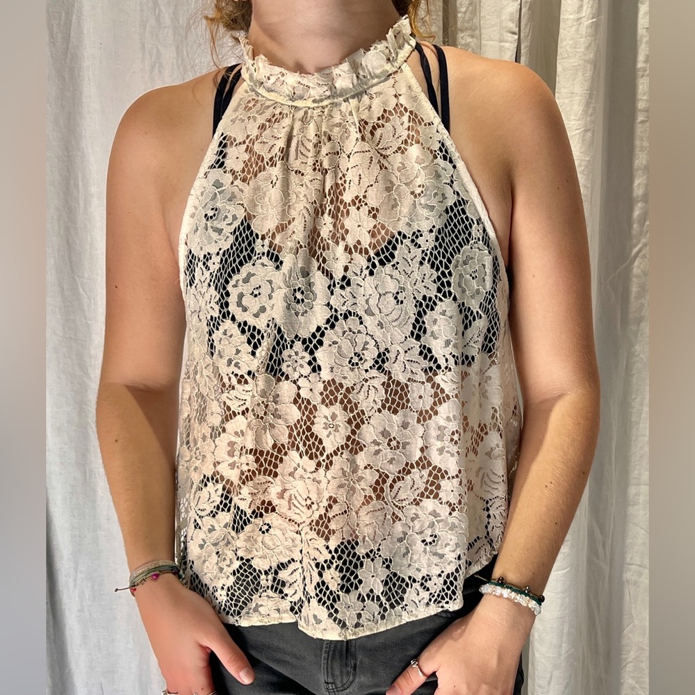 Free people lace halter top. worn once.
